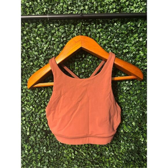 Lululemon High Neck Brown Terracotta Sports Bra Size 8 - Picture 2 of 4
